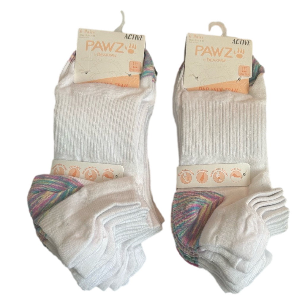 Pawz By Bearpaw Woman’s Low Cut Socks - 12 Pairs White. Shoe Size 5-10